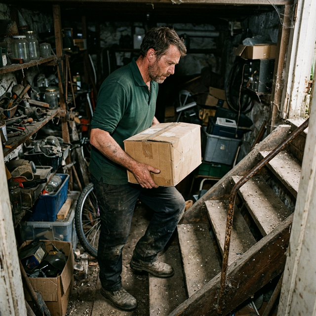 Équipe de débarras de cave en intervention